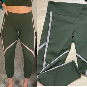 Fabletics Green Leggings with Gray Accents